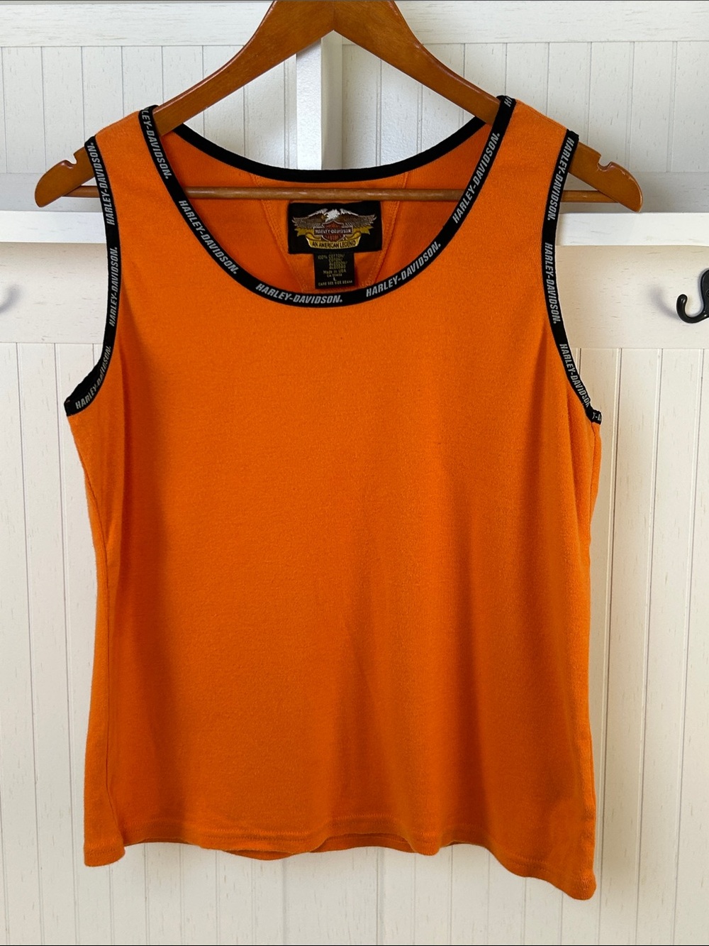 Harley-Davidson Orange Logo Trim Tank Top Size L